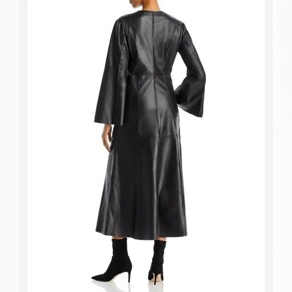 By Malene Birger Karmillos Black Lambskin Leather Maxi Dress Size 40 EU Women - Picture 2 of 16